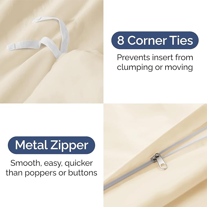 Duvet Cover King Size Set - Extra Soft King Duvet Cover 104" x 90" with 2 Pillow Shams - Hotel Luxury, Easy Care & Fade Free w/ Zipper Closures & Ties - All Season, Comfy and Breathable (Off White)