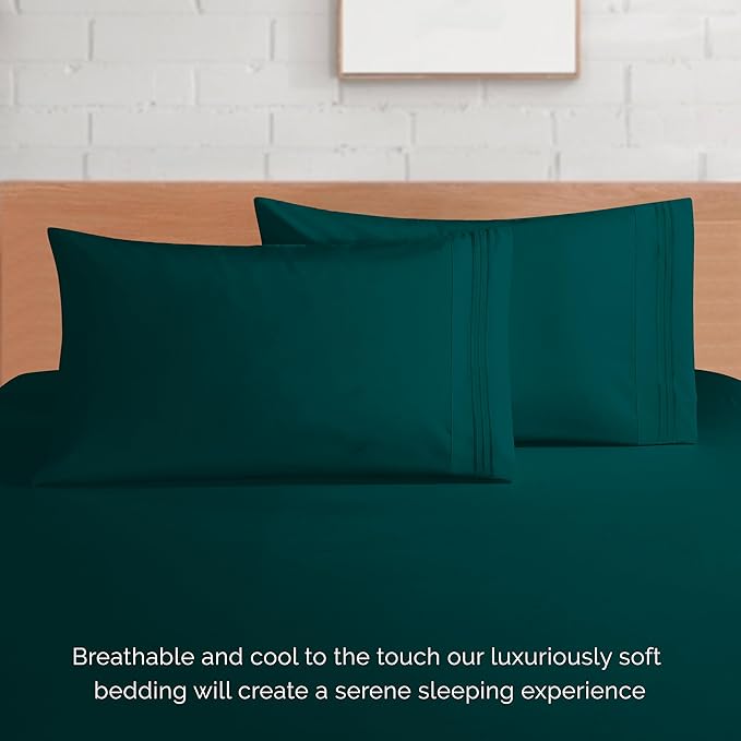 Elegant Comfort Luxurious 1500 Premium Hotel Quality Microfiber 4-Piece Sheet Set, 18-24 Inches Deep - Extra Deep Pocket Sheets - Ultra Soft 4PC Deep Pocket Sheets, California King, Marine Teal