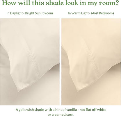 California Design Den King Sheets Set - Soft 100% Organic Cotton Sheets with Deep Pockets, Crisp Percale, Breathable and Durable Bedding Set - Ivory (Cream Tone)