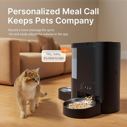 Automatic Cat Feeder and Water, 2 in 1 WiFi Cat Food and Water Dispenser | 5G&2.4G App Remote Control,10s Voice Recording, 10 Meals 1-15 Portion Programmable, Dual Power,4+3L Capacity for Multiple Pet