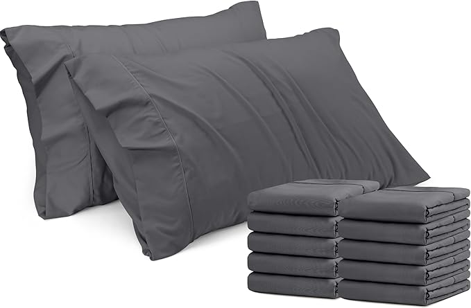Utopia Bedding Standard Pillow Cases - 12 Pack - Envelope Closure - Soft Brushed Microfiber Fabric - Shrinkage and Fade Resistant Pillow Covers Standard Size 20 X 26 Inches (Standard, Grey)