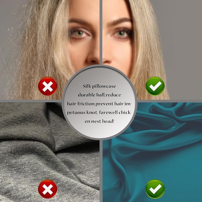 Mulberry Silk Pillowcase for Hair and Skin Standard Size 20"X 26" Pillow Case with Hidden Zipper Soft Breathable Smooth Cooling Silk Pillow Covers for Sleeping (Teal,Standard,1Pcs)