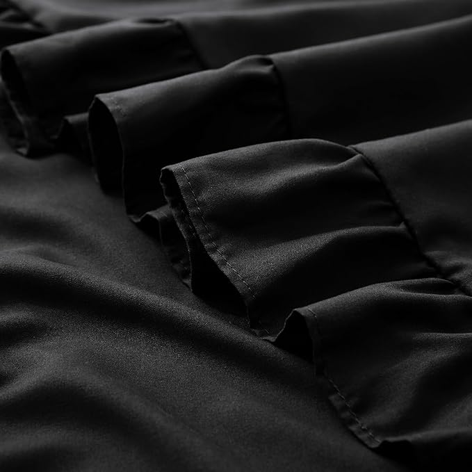 KKJIAF Ruffle Pillow Cases 24x24 Inches, Black Square Ruffled Pillow Covers Set of 2, Microfiber Wrinkle Resistant Pillow Shams with Envelope Closure for Sofa Bed Living Room