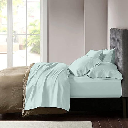 YIYEA Pillow Cases Standard Size Set of 4, Ultra Soft 1800TC Hotel Quality Double Brushed Microfiber Embroidered Pillowcases, Envelope Closure, Fade Resistant (20"x26", Aqua)