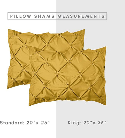 Elegant Comfort 8-Piece Pinch Pleated Comforter Set - All Season Complete Bed in a Bag, Includes 4pc Smart Sheet Set, Bed Skirt, Comforter, Matching Pillowcases and Shams, Full/Queen, Mustard Yellow