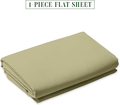 Luxury Flat Sheet on Amazon Elegant Comfort Wrinkle-Free 1500 Premier Hotel Quality 1-Piece Flat Sheet, King Size, Sage