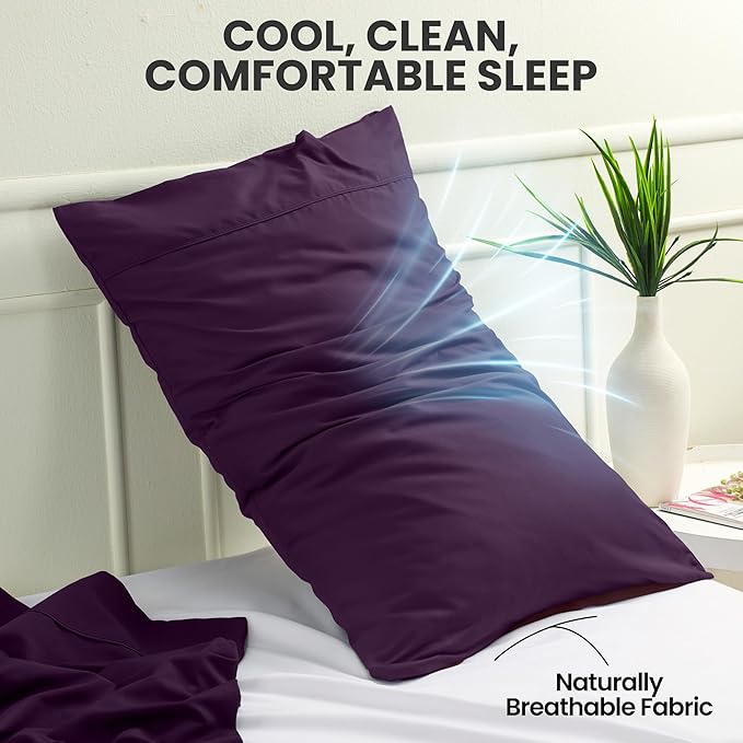 Utopia Bedding Queen Pillow Cases - 2 Pack - Envelope Closure - Soft Brushed Microfiber Fabric - Shrinkage and Fade Resistant Pillow Covers Queen Size 20 X 30 Inches (Queen, Purple)