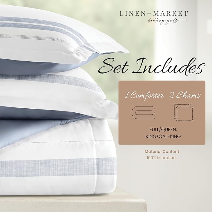 Linen Market Reversible King Size Comforter Set (3 Piece) - Bring Luxury Home with Our Soft and Lightweight Down Alternative Comforter King Set - This Includes Your King Comforter and 2 Pillow Shams