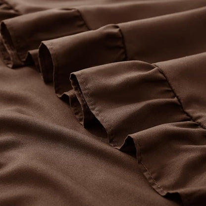 KKJIAF Ruffle Pillow Cases Queen Size Set of 2, Ruffled Pillow Covers with Envelope Closure, Wrinkle Resistant Ruffled Pillow Shams 20" x 30", Brown