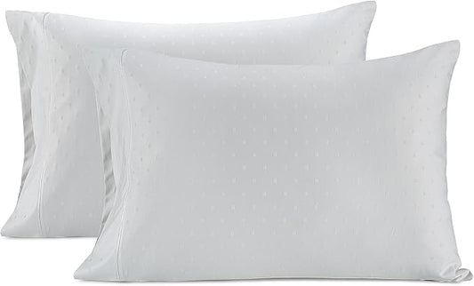 LANE LINEN Pillow Case Covers King, Set of 2, 100% Egyptian Cotton Sateen, Soft Cool & Smooth 1000 Thread Count Pillow Cases - Swiss Dot - White