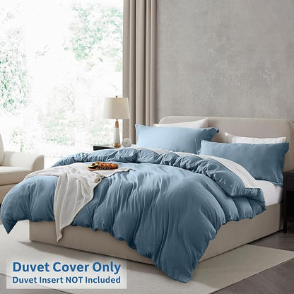 Nestl Stone Blue California King Duvet Cover Sets - Soft Prewashed Cal King Duvet Cover, 3 Piece, with Zipper Closure, 1 Duvet Cover 104x98 inches and 2 Pillow Shams