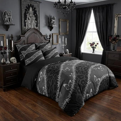 Black Leopard Print Comforter Set King Size,Grey Butterfly Bedding Set with 2 Pillowcases for Adult Women - 3 Pieces Soft Fluffy Breathable Microfiber/Great Bedroom Decor,(104 * 90)