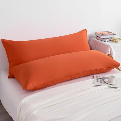 NTBAY Body Pillow Cases Set of 2, 2 Pack Brushed Microfiber 20x54 Pillow Cases, Soft, Wrinkle, Fade, Stain Resistant Brunt Orange Pillow Cases with Envelope Closure, 20x54 Inches, Brunt Orange