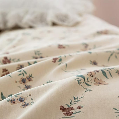 Floral Queen Comforter Set 3 Pieces Soft Chic Garden Style Floral Print Lightweight Vintage Botanical Flowers Comforter Set for All Seasons 1 Comforter and 2 Pillowcases