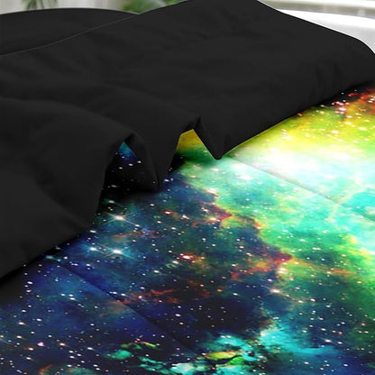 Comforter Set King Size, Outer Space Star Bedding for Kids and Adults, Galaxy Planets Bed Sheet Sets with Fitted Sheet 2 Pillowcases & 2 Shams for Bedroom Bed Decor