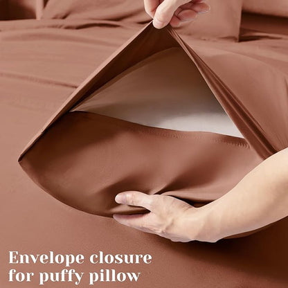 BYSURE 6 Pieces Bed Sheets Set(Full, Chocolate Brown) - Hotel Luxury Super Soft 1800 Thread Count 100% Microfiber Sheets with Deep Pockets, Wrinkle & Fade Resistant