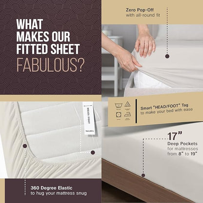 TEXAS LINEN CO. 100% Egyptian Cotton Sheets California King - 2000 Series Luxury Cal King Sheet Set, Soft & Cooling Sateen Weave, 17” Extra Deep Pocket Hotel Collection Sheets (4 Pc, Light Grey)