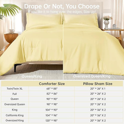 MUXHOMO King Size Comforter Set, All Season Ultra Soft Down Alternative Bedding - 3 Piece Lightweight Bed Set Includes 1 Comforter (104"x90") and 2 Pillow Shams (20"x36"), Cream Yellow