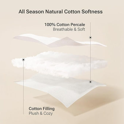 Sleep Philosophy Twin Mattress Pad, Cotton Mattress Protector Classic Cloud Quilted Bed Cover, All Natural Breathable Mattress Topper Fitted Pocket Fits Up to 18", Machine Washable, White
