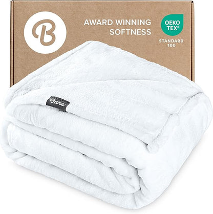 Bare Home Fleece Blanket - King Size - Ultra-Soft Lightweight for Bed, Sofa, and Couch - Luxury Microplush - Cozy Warm Blanket (King, White)