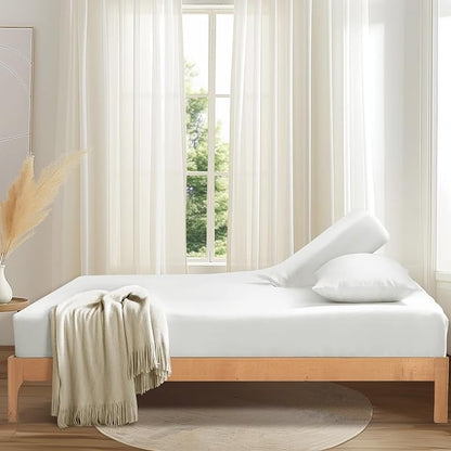 SiinvdaBZX Split Top King Fitted Sheet Only for Adjustable Bed, Ultra-Soft Microfiber 34 Inch Top Split Head Sheets Half Split King Bottom Sheet, Fits 14" -16" Deep Pocket, White