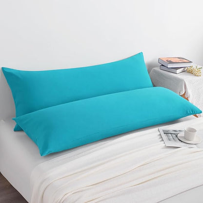 NTBAY Body Pillow Cases Set of 2, 2 Pack Brushed Microfiber 20x54 Pillow Cases, Soft, Wrinkle, Fade, Stain Resistant Blue Pillow Cases with Envelope Closure, 20x54 Inches, Blue