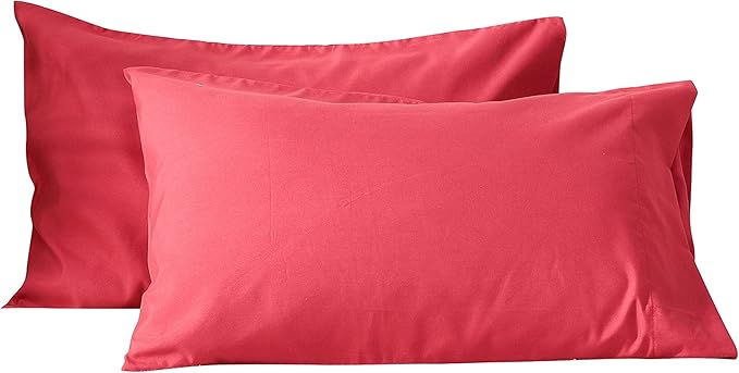 Evolive Ultra Soft Brushed Microfiber Standard Size 20"x30" Pillowcases Pair Set of 2 with Envelope Closure (20"x30" Standard, Fuchisa Red)