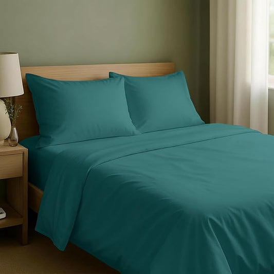 California Design Den Natural 100% Cotton Bed Sheets Full Size Bed Set with Deep Pockets - Soft Sateen Weave, Durable Sheets Teal (Deep Tone)
