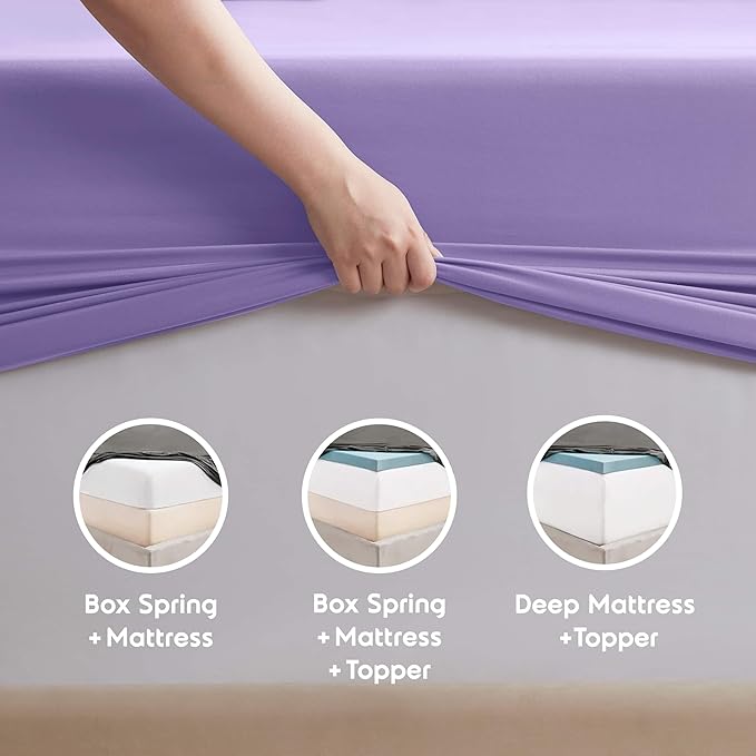 Nestl Queen Sheet Set - Luxury 1800 Ultra-Soft Microfiber Bed Sheets - Double Brushed - Deep Pockets - Easy Fit - 4 Piece Set - Bedding Sheets & Pillowcases (Queen, Soft Lilac)