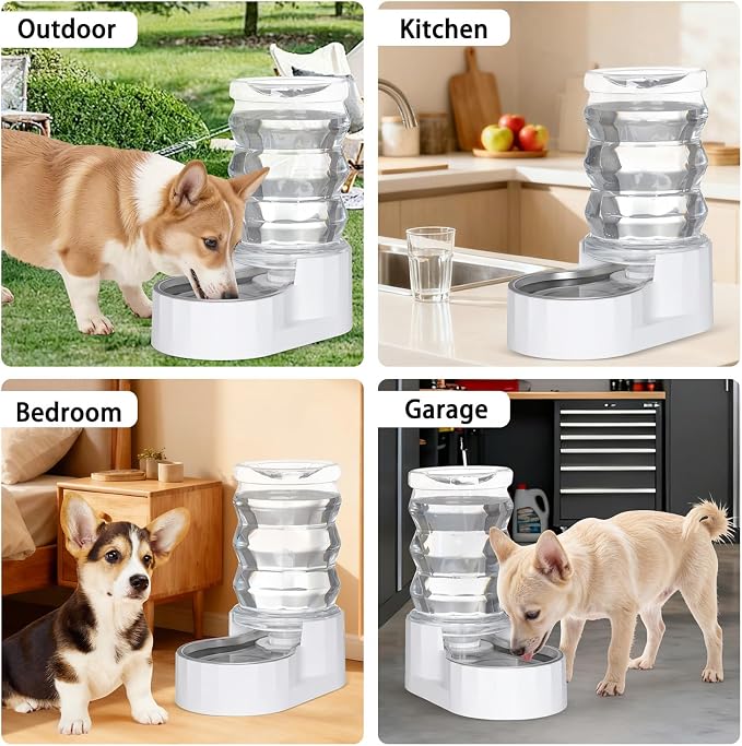 RIZZARI 6.5L Stainless Steel Dog Water Dispenser:Anti Spill for Medium Dogs | Stainless Steel Bowl / No Electricity / Gravity Auto Refill / Stable Base / Easy Cleaning / Home Use