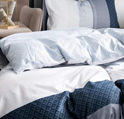 SLEEPBELLA Duvet Cover Queen Set 600 Thread Count Cotton Bedding Set (Queen, Greekn-lump)