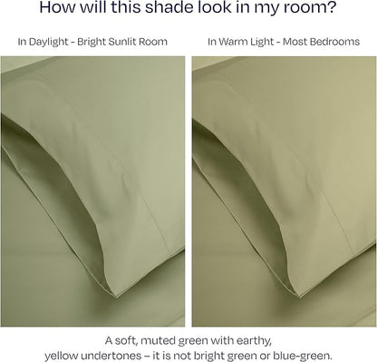 California Design Den King Pillow Cases Set of 2-1000 Thread Count Sateen, Soft and Thick 100% Cotton King Pillow Covers, Durable - Sage Green