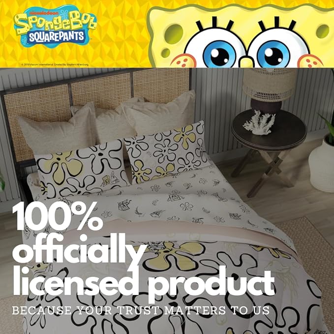 Collectibles Spongebob Squarepants Jellyfish Recycled Bedding 7 Piece Super Soft Reversible Comforter and Sheet Set, Queen, (100% Official Licensed Product) by Franco