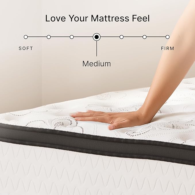 Signature Design by Ashley Chime 12 Inch Hybrid Full Mattress, Memory Foam Mattresses with Lumbar Support, High-Density Foam & Pocketed Coils for Comfort & Back Support, Mattress in a Box, Full Size