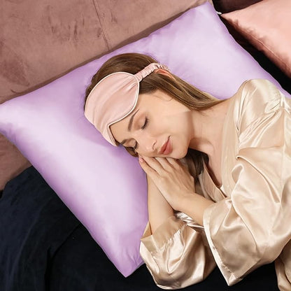 Adubor Mulberry Silk Pillowcase for Hair and Skin with Hidden Zipper, Both Side 22 Momme Silk, 900 Thread Count (20x30 inches, Queen Size, Light Purple, 1pc)