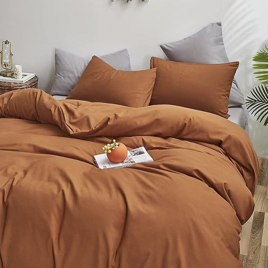 Houseri Queen Size Pumpkin Color Comforter Set Terracotta Bedding Warm Comfy Caramel Comforters Queen Women Teen Girls Orange Brown Comforter Soft Dusty Burnt Orange Cinnamon Bed Quilt Blanket Queen