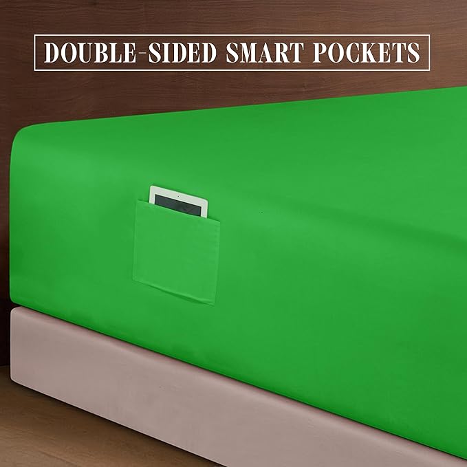 Elegant Comfort Luxurious 1500 Premium Hotel Quality Microfiber 4-Piece Sheet Set, 18-24 Inches Deep - Extra Deep Pocket Sheets - Ultra Soft 4PC Deep Pocket Sheets, California King, Emerald Green