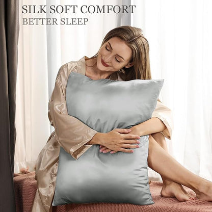 Adubor 100% Silk Pillowcase - Mulberry Silk Pillow Cases, 22 Momme 6A Grade Fibers, Silk Pillow Case for Hair and Skin Health, with Hidden Zipper (Queen 20''x30'', Dark Gray, 1PC)
