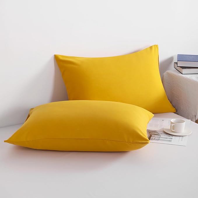 NTBAY King Pillowcase Set - 2 Pack Brushed Microfiber 20x36 Pillowcases - Soft, Wrinkle-Free, Fade-Resistant, Stain-Resistant, Ginger Yellow Pillowcases with Envelope Closure - 20x36 Inches