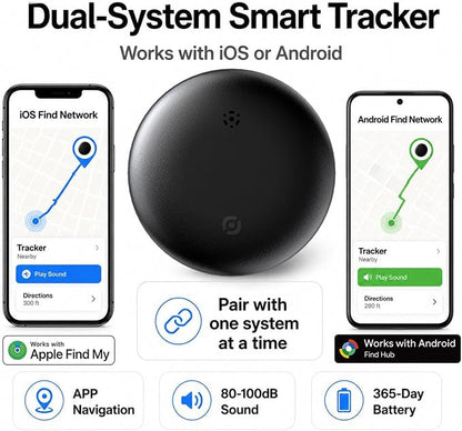 GPS Tracker for Vehicles No Subscription, iOS & Android Dual System | Precise Location Car Tracker Tag, IP66 Waterproof Bluetooth Tracker Device for Key, Luggage, Wallet, Kid and Pet (2-Pack)