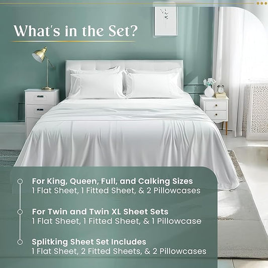100% Cotton Bed Sheets Queen Size Bed Set, 800 Thread Count 15" Deep Pocket Queen Sheet Set, No lint Soft Breathable Sateen Weave 4-Piece Egyptian Cotton Sheets, Machine Washable - Seafoam