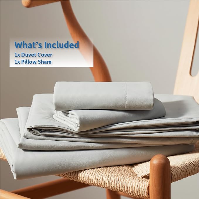 Nestl Twin Duvet Cover Set - Soft Double Brushed Light Grey Duvet Cover Twin XL, 2 Piece, with Button Closure, 1 Duvet Cover 68x90 inches and 1 Pillow Sham