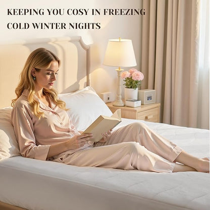 GOTCOZY Multi-Zone Heated Mattress Pad Twin XL Size - Electric Mattress Pad Fit up to 15" with 10 Heat Setting & 12 Hour Auto Off, Independent Body & Feet Heating, Machine Washable（Bleach）