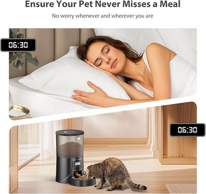 Automatic Cat Feeder: 4L Timed Cats Food Dispenser Programmable | Easy to Set, Dual Power, Precise Portion, Auto Pet Feeder with Desiccant Bag, Detachable Washable for Cats and Small Dog