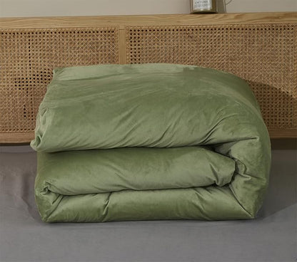 Houseri Sage Green Velvet Comforter Set Queen Fluffy Light Green Micromink Sherpa Bedding Sets Queen Warm 3 Pieces Lightweight Durable Solid Green Flannel Fuzzy Extra Comfy Soft Plush Bed Quilts Queen