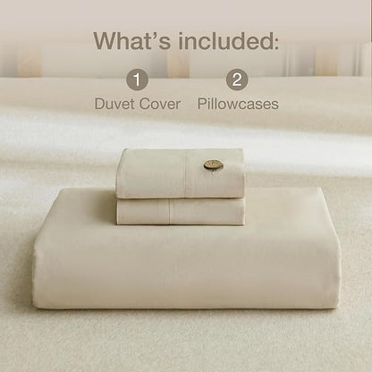 JELLYMONI Cotton Duvet Cover Full Size - Light Khaki Comforter Cover with Button 100% Washed Cotton 3PCS Breathable Soft Solid Bedding Set Duvet Cover 80×90in & 2 Pillowcases (NO Comforter)