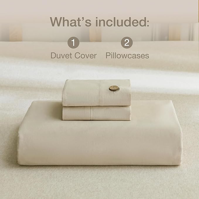 JELLYMONI Cotton Duvet Cover Cal King Size - Light Khaki Comforter Cover with Button 100% Washed Cotton 3PCS Breathable Soft Solid Bedding Set Duvet Cover 104×98in & 2 Pillowcases (NO Comforter)