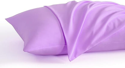 NTBAY Standard Pillow Cases Set of 2, 2 Pack Brushed Microfiber 20x26 Pillow Cases, Soft, Wrinkle, Fade, Stain Resistant Light Purple Pillow Cases with Envelope Closure, 20x26 Inches, Light Purple
