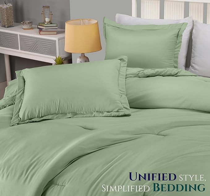 Queen Comforter Set 3 Piece Sage Green by Utopia Bedding, Comforters Queen Size, Bedding Comforters Sets, Down Alternative Soft Bed Set, 1 Comforter (88 x 88 inches) 2 Pillow Shams (20 x 26 inches)