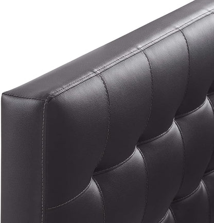 Modway Lily Tufted Faux Leather Upholstered Twin Headboard in Brown